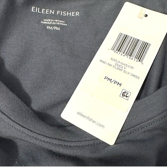 Eileen Fisher Women's PM Eucalyptus Organic-Cotton Jersey Round-Neck Dress NWT - Picture 5 of 9